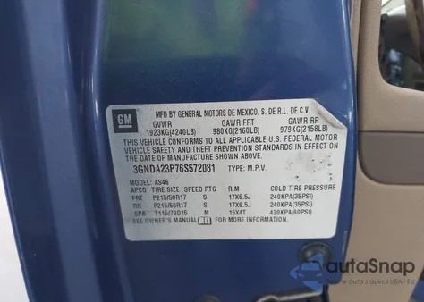 2006 Chevrolet Hhr Lt z USA, uszkodzony, nr VIN 3GNDA23P76S572081